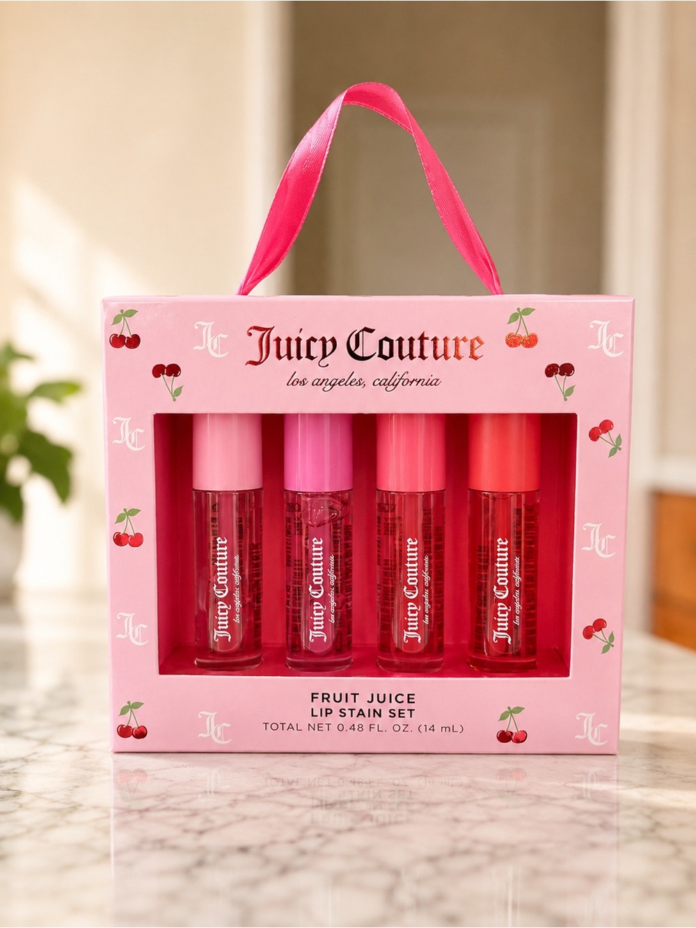Juicy Couture Fruit Juice Lip Stain Set 4 Pc Pink & Red Shades New